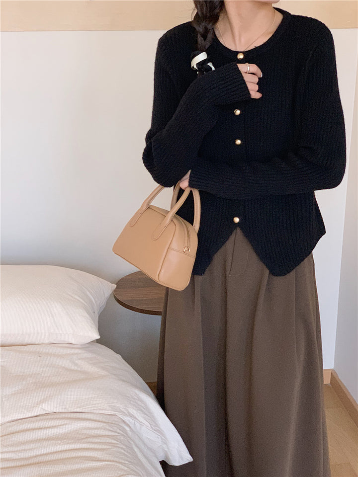 Damen Modische Strickjacke mit dekorativen Knöpfen Drune