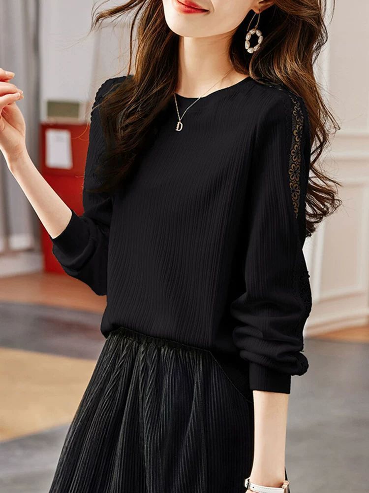 Damen elegante Strickpullover mit feinen Rippdetails und dekorativen Einsätzen Drune