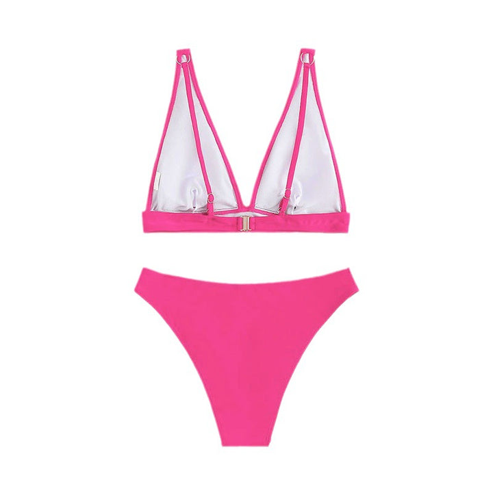 Damen Hochtailliertes Bikini-Set mit modischem V-Ausschnitt Drune