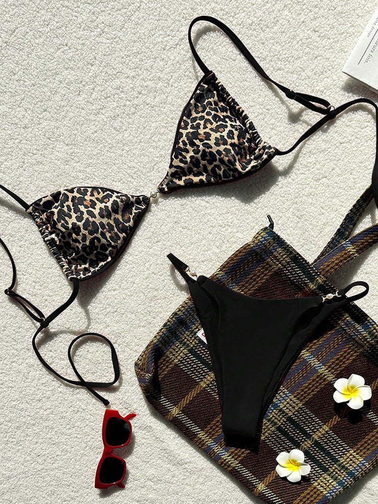 Damen Triangel-Bikini mit aufregendem Tiermotiv und verstellbaren Trägern Drune