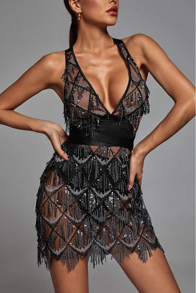 Damen Funktionskleid mit Pailletten Drune