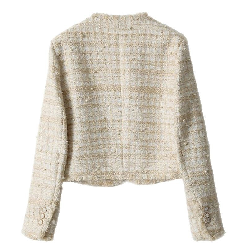 Damen Tweed Boucle Jacke mit schicker Knopfdetails Drune