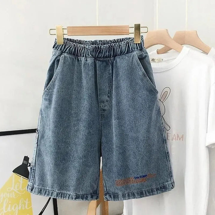 Damen bequeme Denim-Shorts mit elastischem Bund Drune