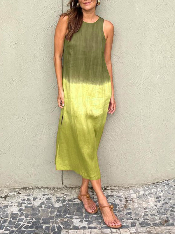 Drune | Lässiges Baumwoll-Leinen Ärmelloses Gradient-Kleid