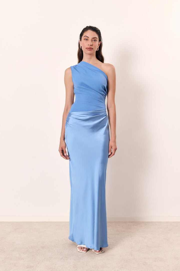 Damen elegantes Abendkleid mit asymmetrischem Schnitt und fließendem Design Drune