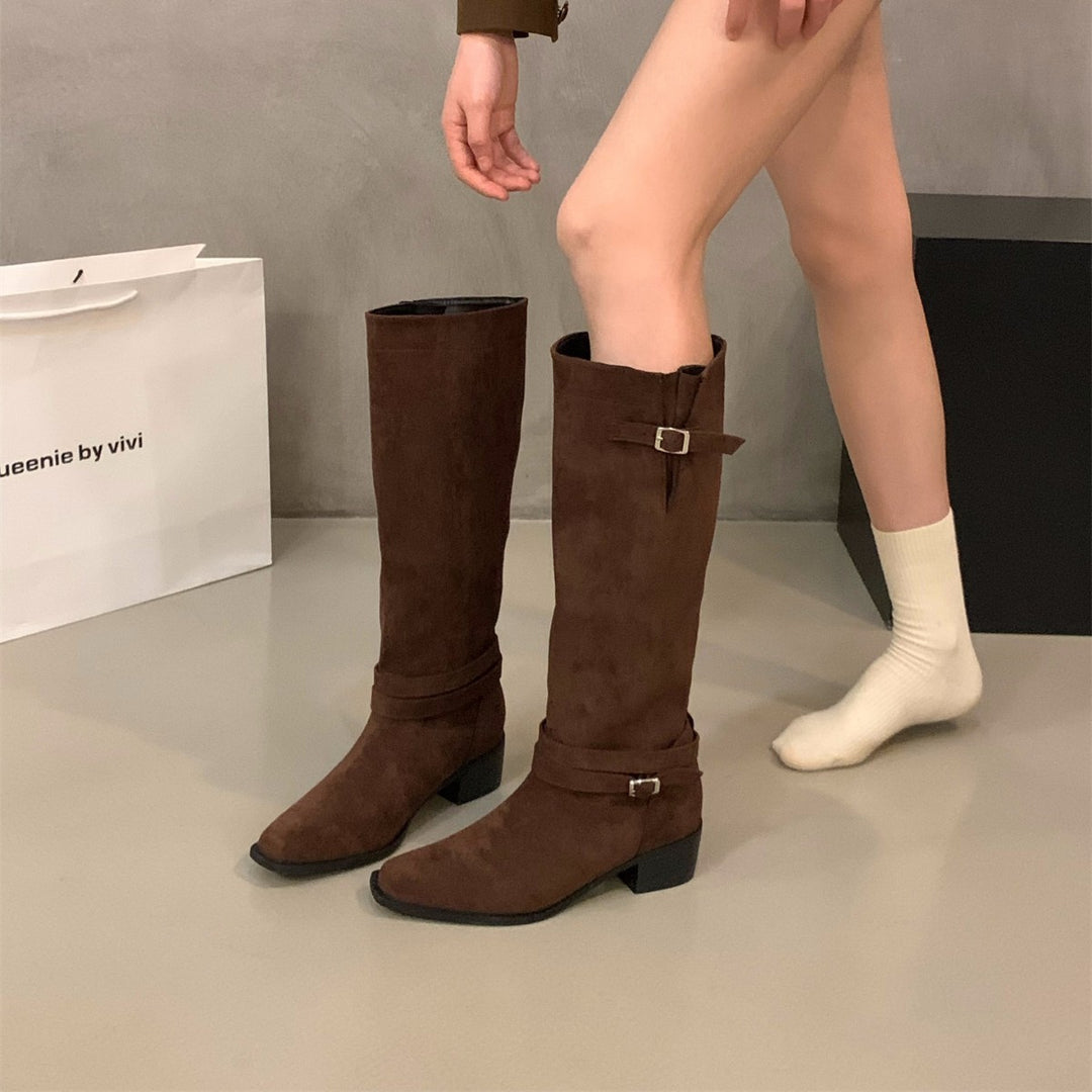 Drune | Beige Knielange Stiefel für Damen - Stilvolles und Bequemes Design für Freizeit- oder formelle Kleidung