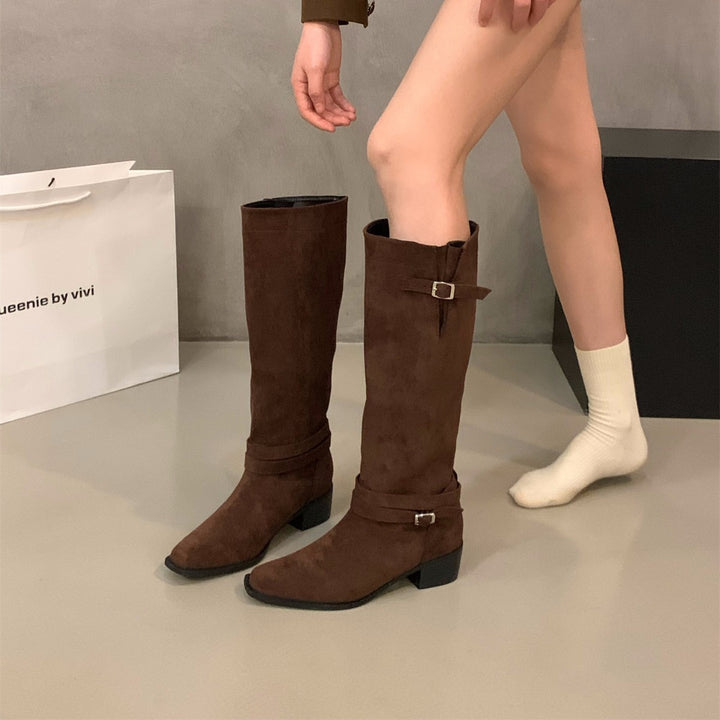 Drune | Beige Knielange Stiefel für Damen - Stilvolles und Bequemes Design für Freizeit- oder formelle Kleidung