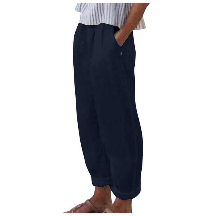 Damen Bequeme Leinenhose mit lockerem Schnitt und seitlichen Taschen Drune