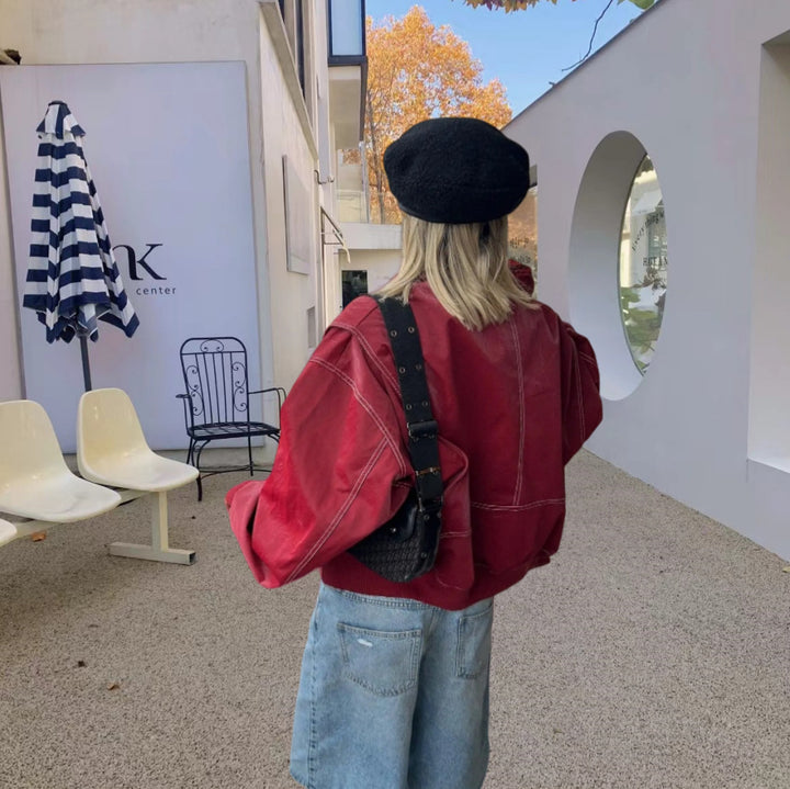Damen modische Jacke mit trendigen Stickdetails und lässigem Schnitt Drune