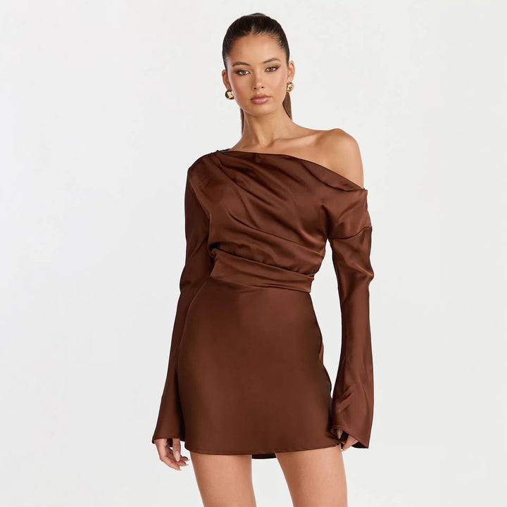 Damen Cocktailkleid mit asymmetrischem Design und elegantem Off-Shoulder-Ausschnitt Drune