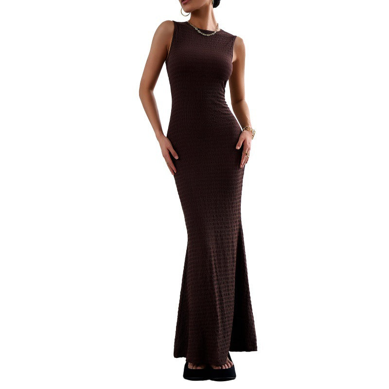 Damen Elegantes Maxikleid mit formschmeichelnder Silhouette und unauffälligem Texturmuster Drune