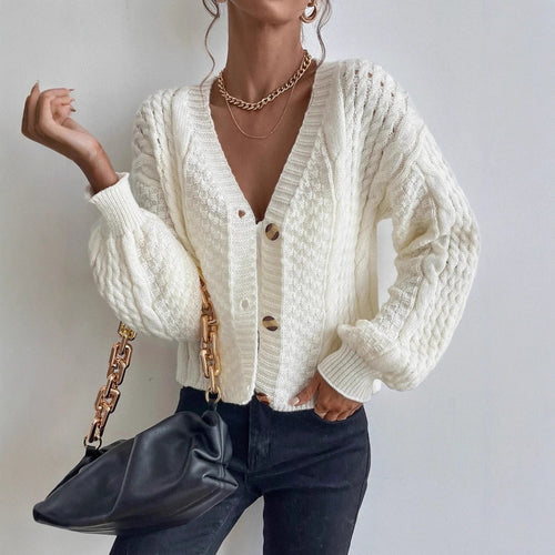 Damen verspielte Strickjacke mit Knöpfen und strukturierter Oberfläche Drune