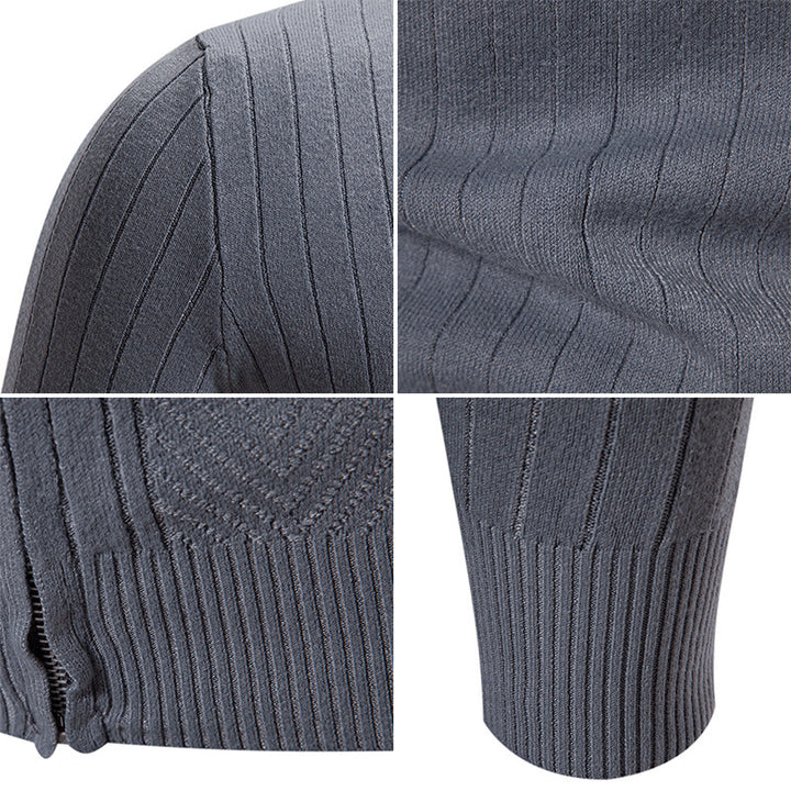 Herren eleganter Feinstrickpullover mit Stehkragen und Reißverschluss Drune