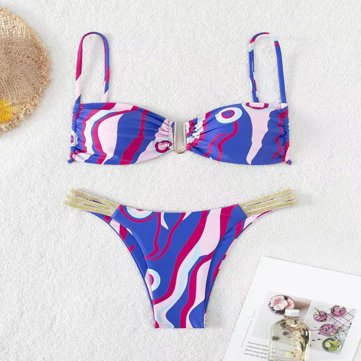 Damen Triangel-Bikini mit elegantem Raffungseffekt und modischen Akzenten Drune