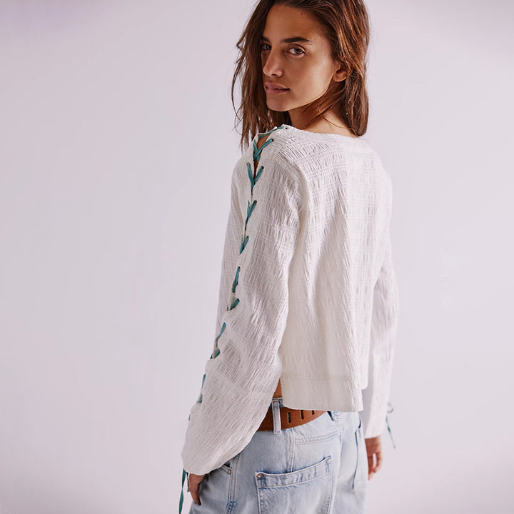 Damen Bluse mit modischem Schnürdesign und luftiger Passform Drune