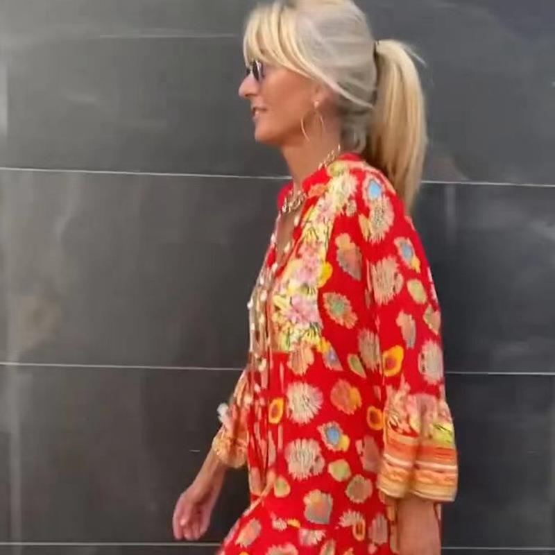 Femme Bohemian Floral Kaftan Kleid Drune