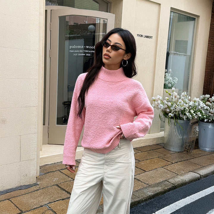 Damen Modischer Rollkragenpullover mit strukturiertem Komfortstrick Drune