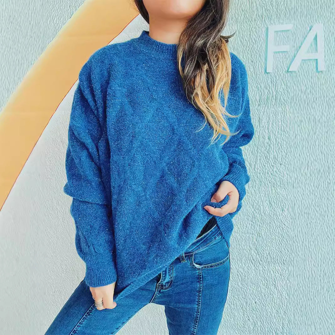 Damen Grobstrickpullover mit funkelndem Jacquard-Muster Drune