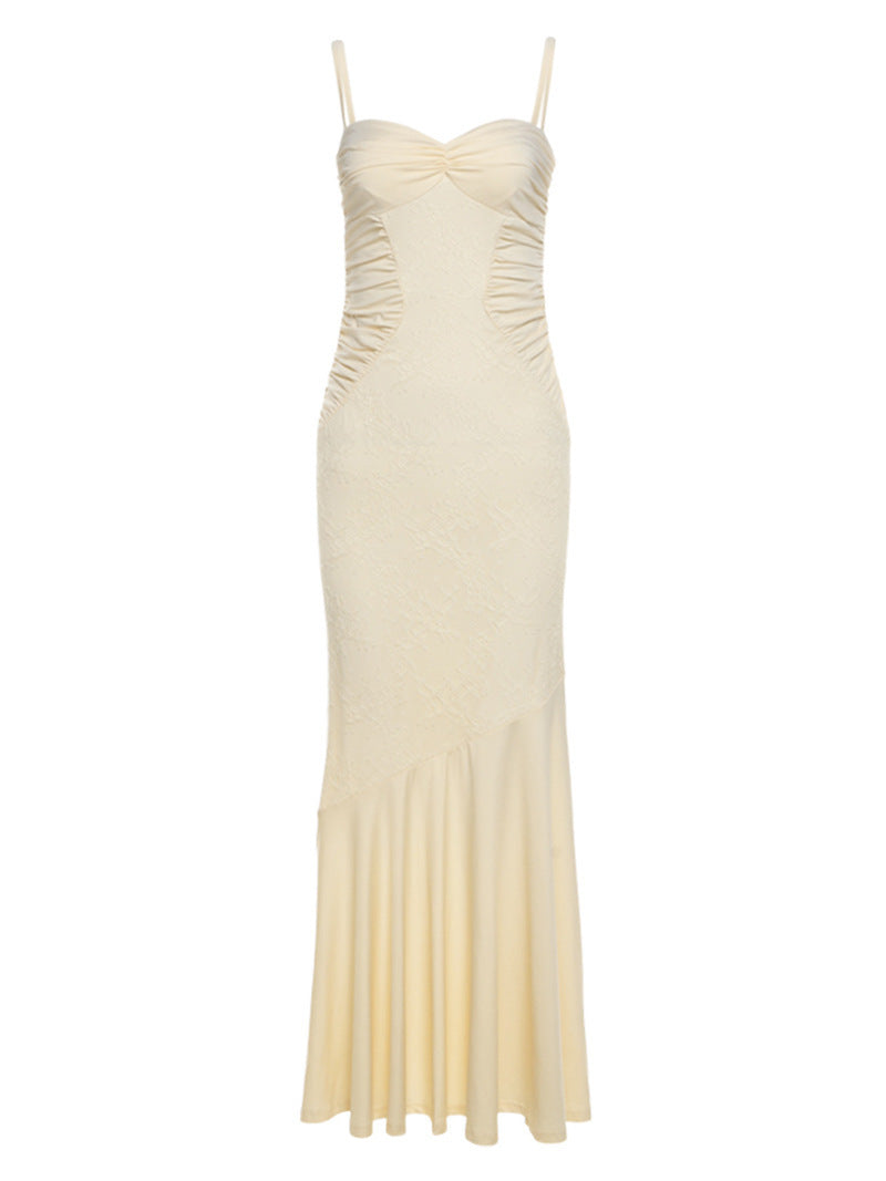 Damen Figurbetontes Maxikleid mit Spaghettiträgern und elegantem Drapierungsdesign Drune