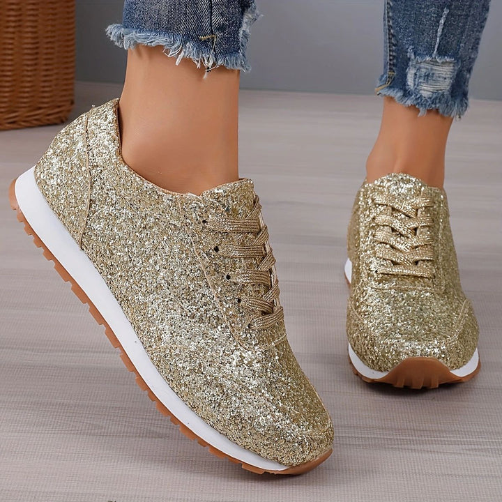Damen Glitzernde Freizeitschuhe mit rutschfester Sohle und gepolstertem Fußbett Drune