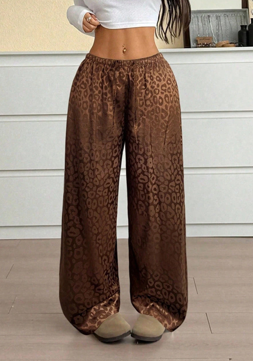Damen Elegante Weite Leoprint-Hose Drune