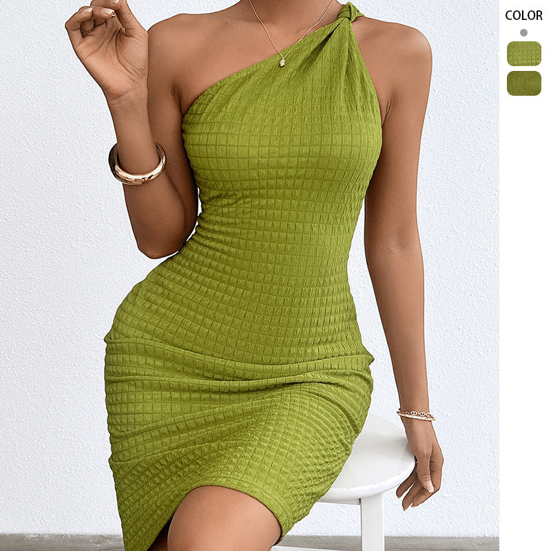 Damen Bodycon-Kleid mit schmaler Silhouette und asymmetrischem Träger Drune