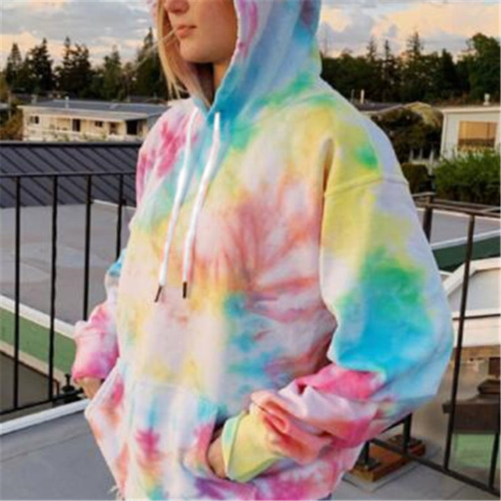 Damen lässiger Kapuzenpullover mit einzigartigem Batikdesign Drune