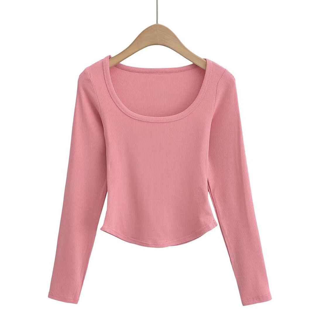 Damen Langarmshirt mit elegantem Rundhalsausschnitt und feiner Rippstruktur Drune