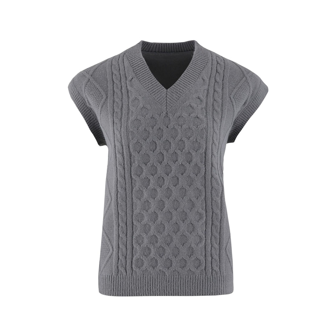 Damen Strickweste mit V-Ausschnitt und Kabelmuster Drune