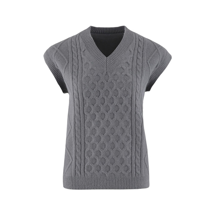 Damen Strickweste mit V-Ausschnitt und Kabelmuster Drune