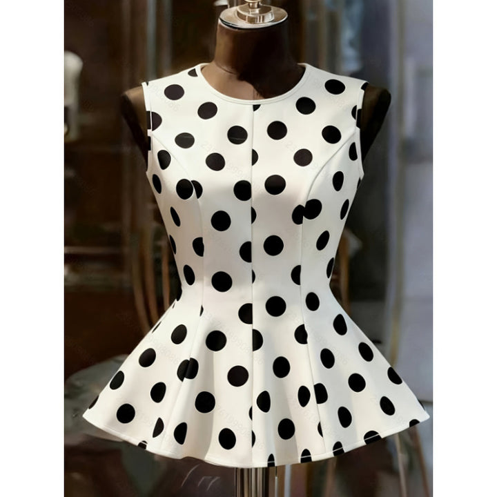Damen Peplum-Oberteil mit modernen Punkten Drune