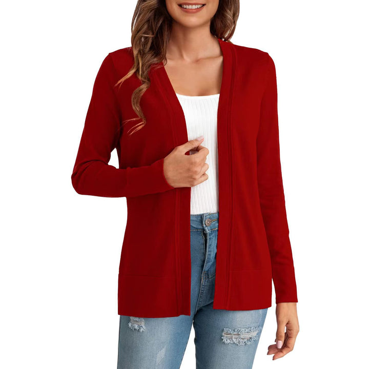 Damen Langarm Strickjacke mit offenem Design und praktischen Taschen Drune