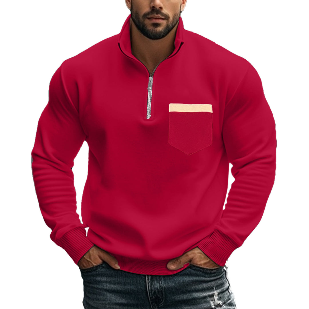 Herren nan thermischer Halbzip-Pullover mit Stehkragen und wärmendem Fleece-Innenfutter Drune