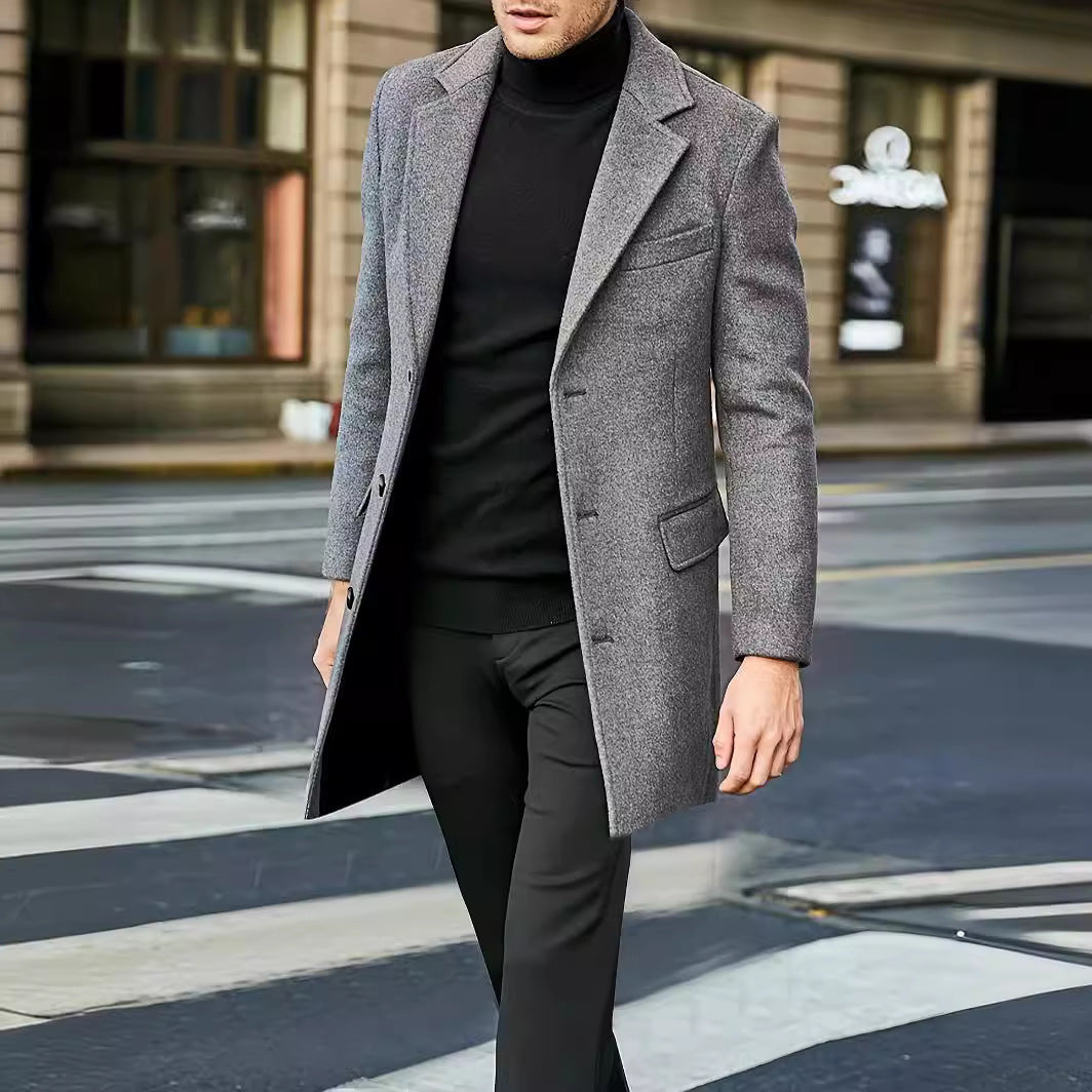 Herren eleganter, klassischer Wollmantel Drune