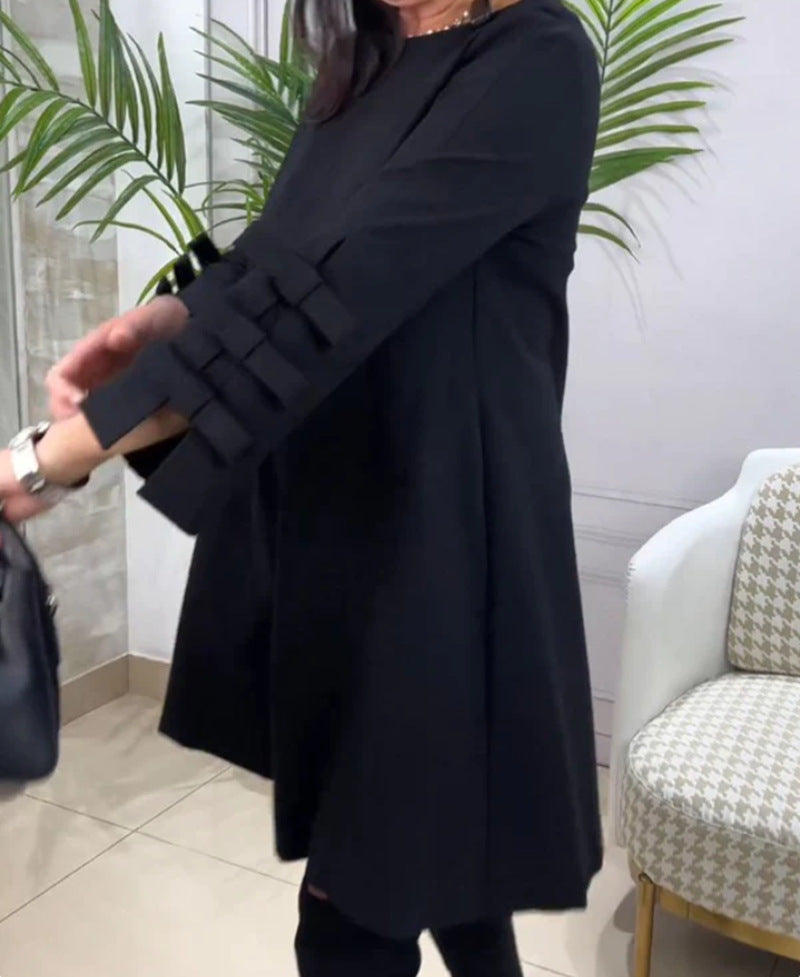 Damen elegantes Kleid mit dekorativen Rüschendetails Drune