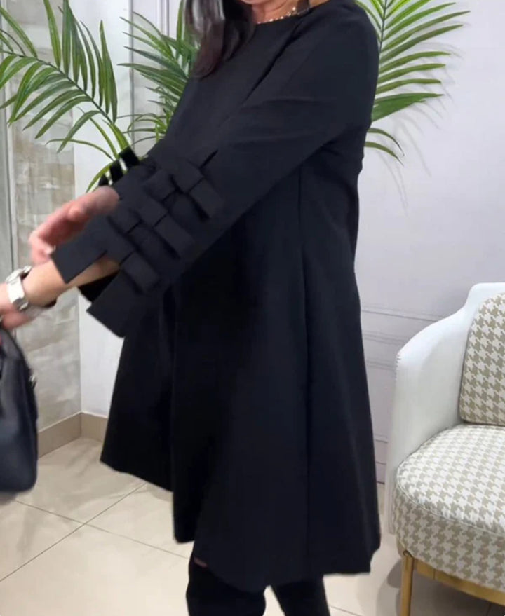 Damen elegantes Kleid mit dekorativen Rüschendetails Drune