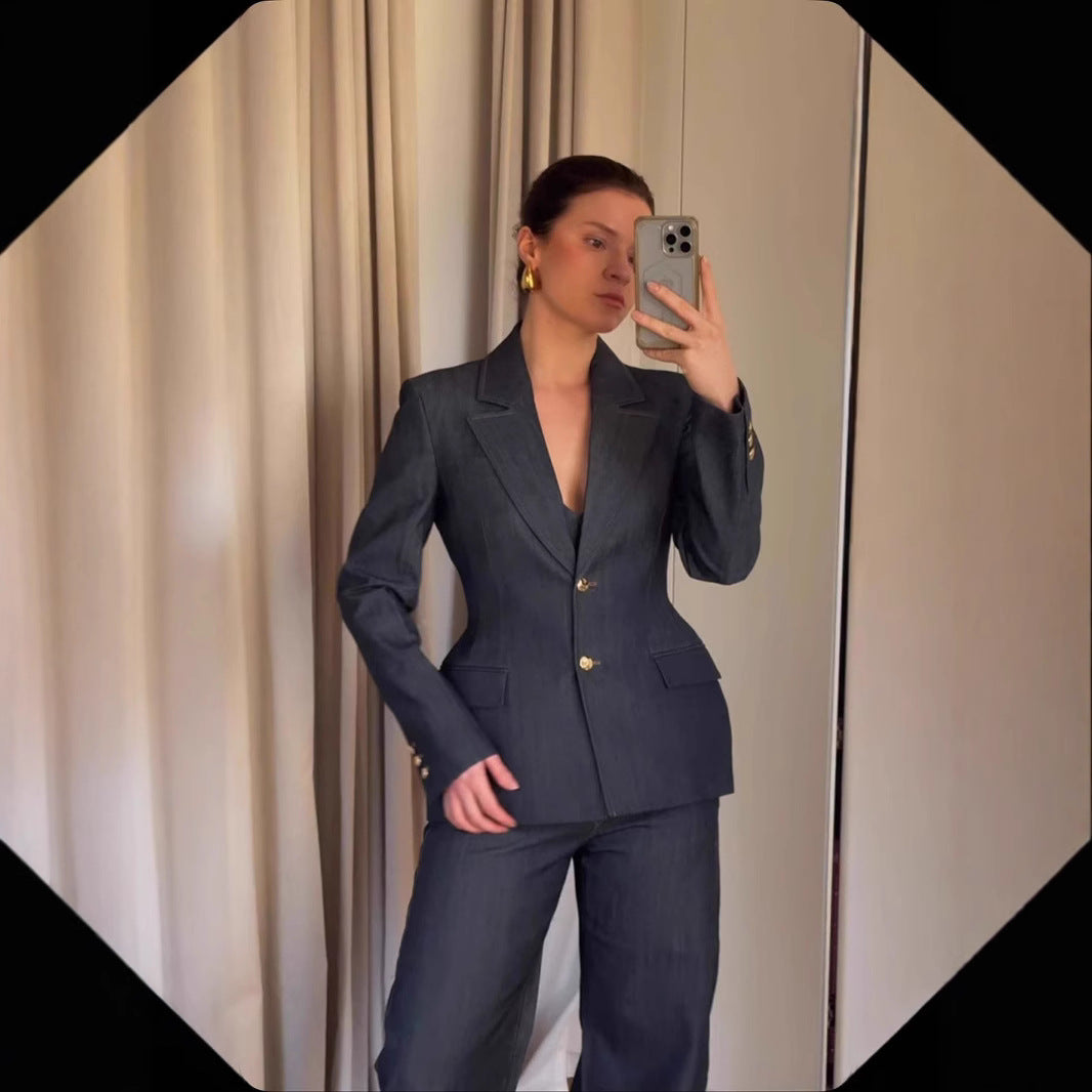 Damen Trendige Wide-Leg Jeans mit hohem Bund und lässigem Schnitt Drune