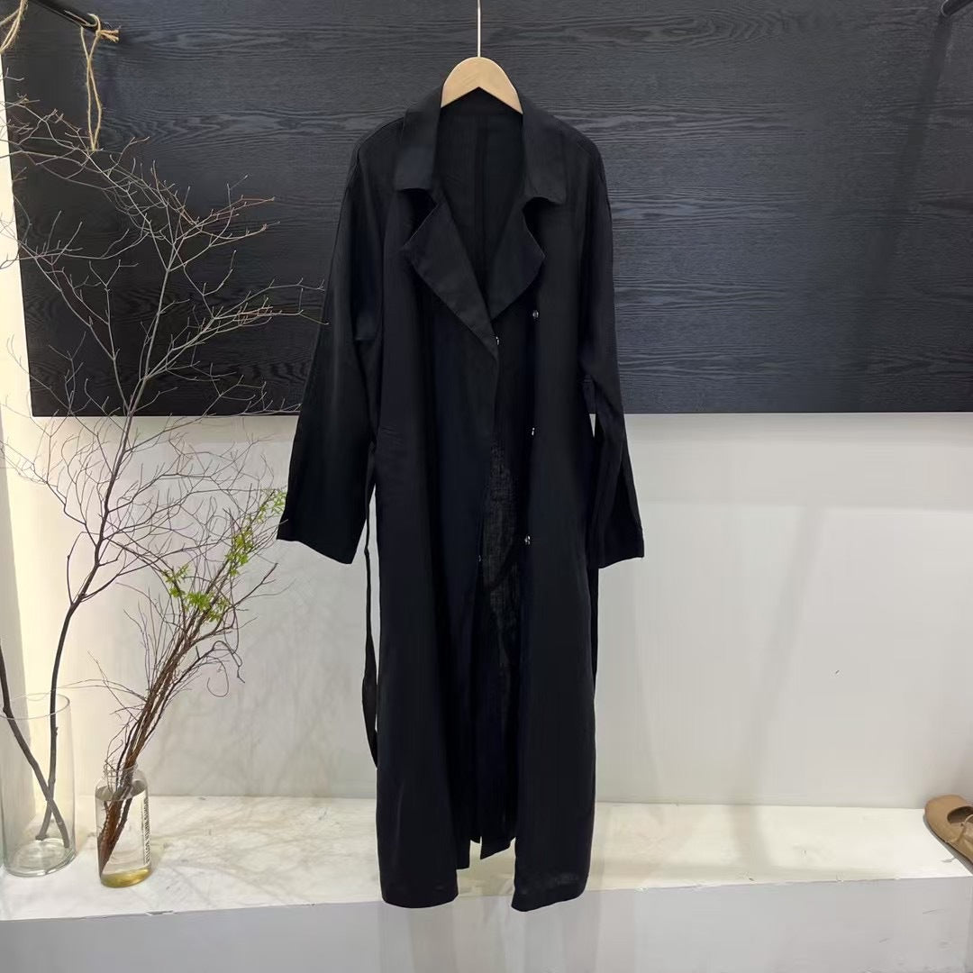 Damen Leinen Trenchcoat Drune