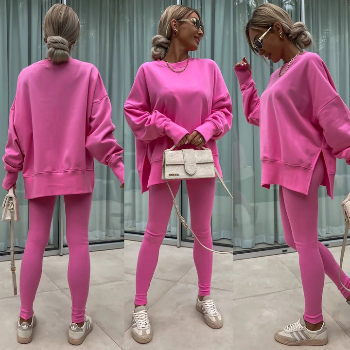 Damen Sportlicher Freizeitanzug mit oversized Sweatshirt und enganliegenden Leggings Drune