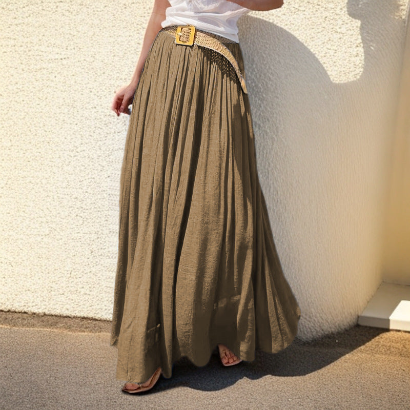 Damen Maxi-Rock mit fließendem Schnitt und elastischem Taillenbund Drune