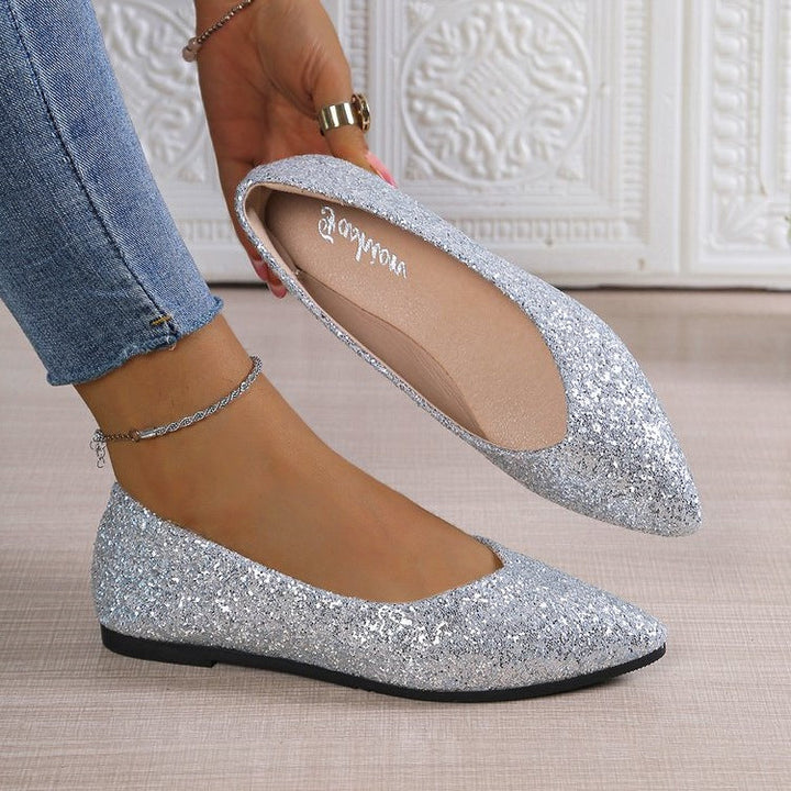 Damen Glitzernde Ballerinas mit spitzem Zehenbereich Drune