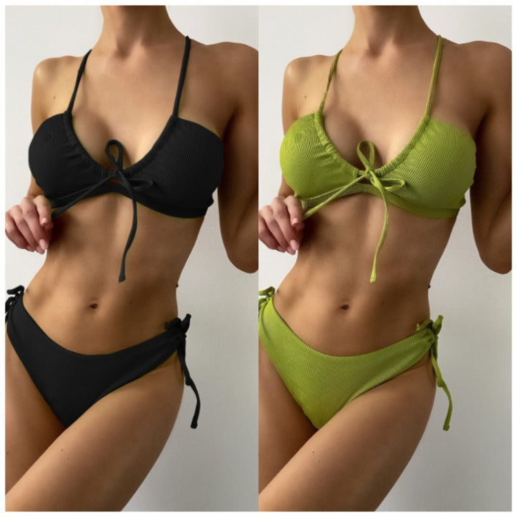 Damen Bikini-Set mit raffiniertem Wickeldetail und verstellbaren Trägern Drune