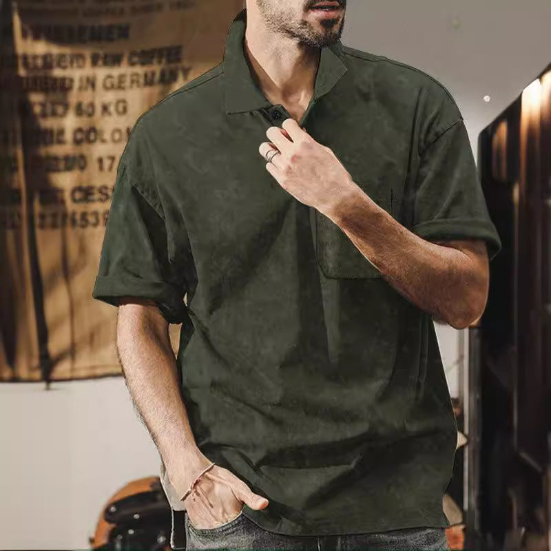 Herren lässiges Kurzarmhemd mit praktischer Brusttasche und softer Textur Drune