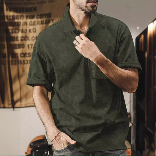 Herren lässiges Kurzarmhemd mit praktischer Brusttasche und softer Textur Drune