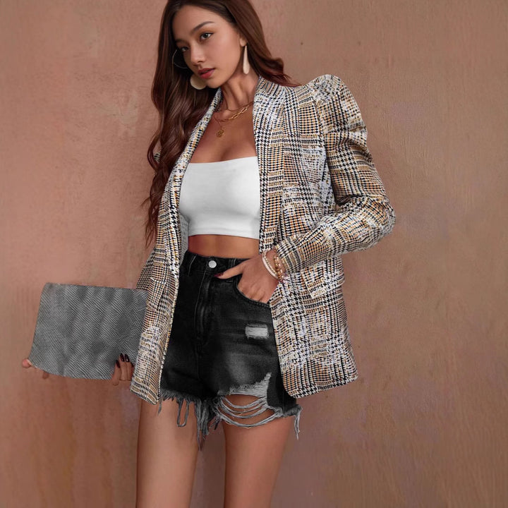 Damen Oversized Blazer mit strukturierten Puffärmeln Drune