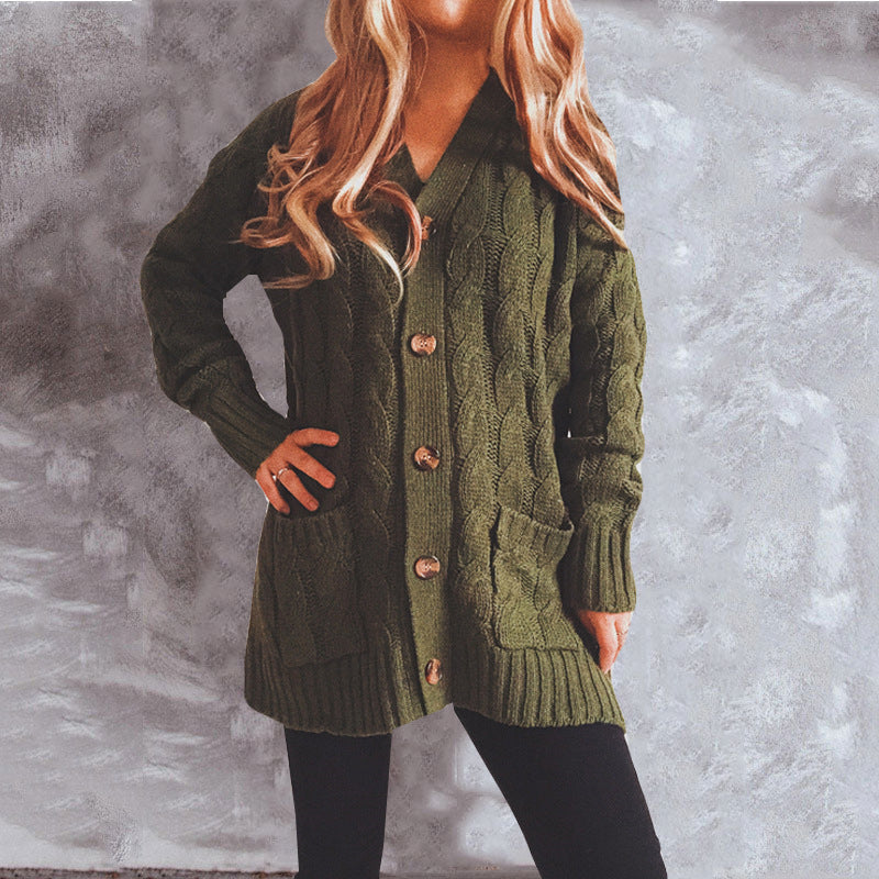 Damen Grobstrickjacke mit eleganten Knopfdetails und lässigem Schnitt Drune
