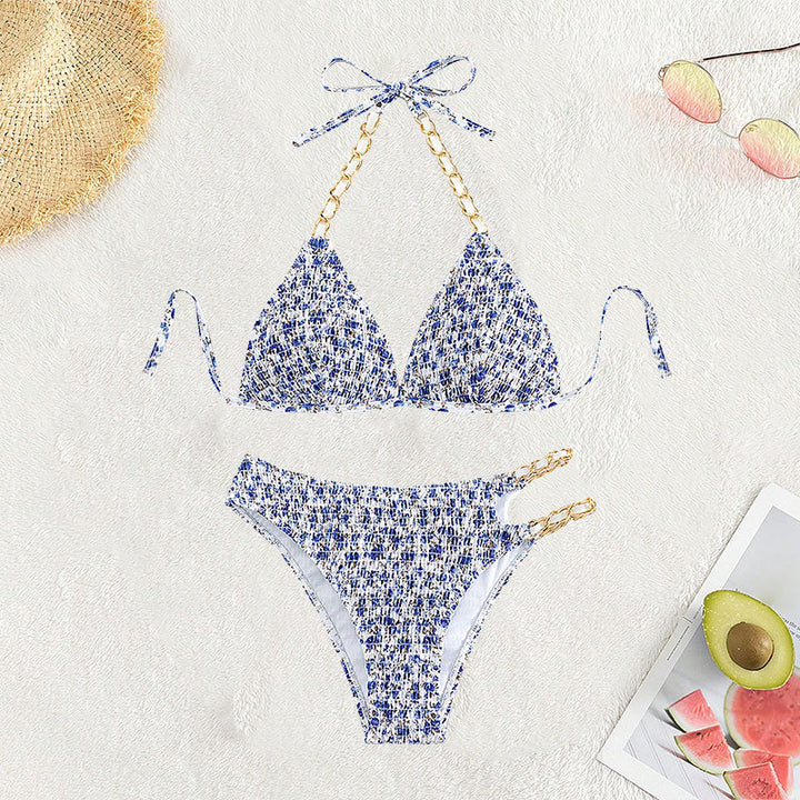 Damen Triangel-Bikini mit dezentem Kettenakzent und hohem Schnitt Drune