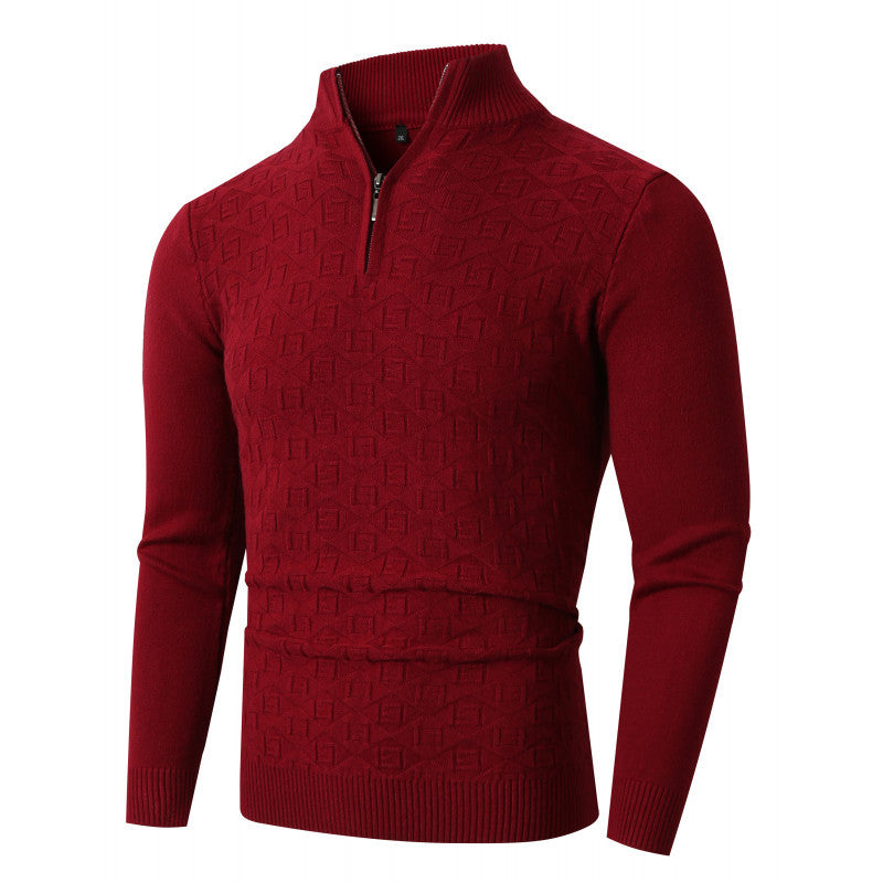 Herren Strickpullover mit modernem Zopfmuster und Halbreißverschluss Drune