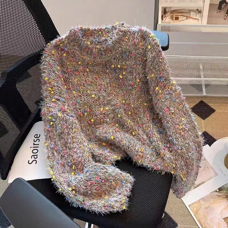 Damen modischer Pullover mit buntem Strukturstrick und Rundhalsausschnitt Drune