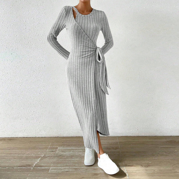 Damen Wickelkleid mit feinen Rippstrukturen und eleganter Taillierung Drune